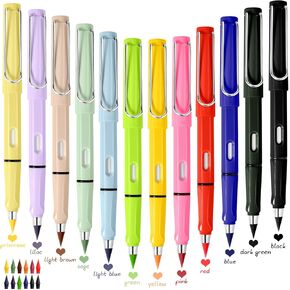 AIERSA 12Pcs Colored Forever Pencil with Erase,That Never Needs Sharpened Long Lasting Writing Infinity Pencil,No Sharpen Endless Pencils with 12Pcs Lead, for School Office Supplies in Saudi Arabia
