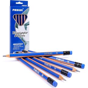 Fat, Thick, Strong Triangular Presharpened 2B Pencils, Jumbo Wood Pencils with Eraser for Beginners, Writing, Drawing, Kids, Art, Sketching and Shading(Black, 6 Count) in Saudi Arabia
