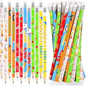48 Pcs Welcome Back to School Pencils First Day of School Pencils with Eraser Fun Holiday Pencils Motivational Cute Pencils for Children Students School Elements Stationery Party Reward Supplies in Saudi Arabia