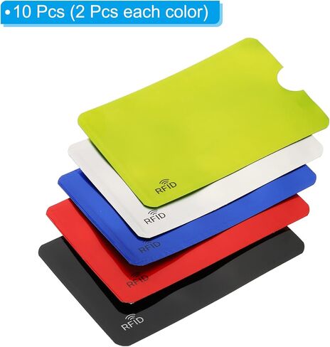 أكمام حجب PATIKIL RFID، 10 قطع من الألومنيوم لمنع سرقة الهوية وبطاقات الائتمان وحوامل حماية آمنة لمحفظة NFC، 5 ألوان in Kuwait