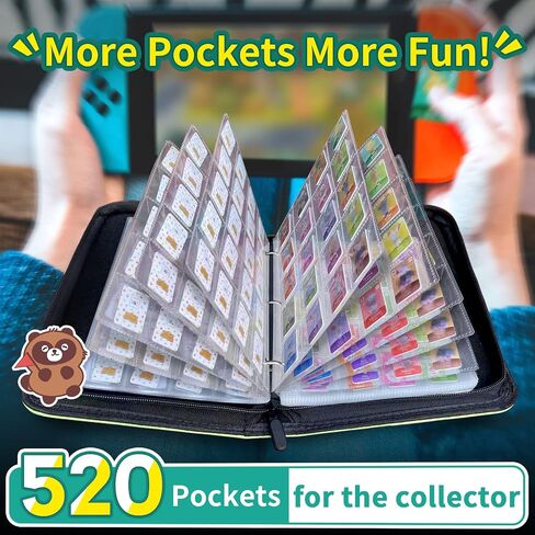 SENCAI 520 Game Mini Cards Binder Holder For Amiibo Animal Crossing Splatoon Zelda Nintendo Switch Cards NFC small Tags Cute Organizer Leather zipper Storage Book, Characters Equipment Coins Collector in Saudi Arabia