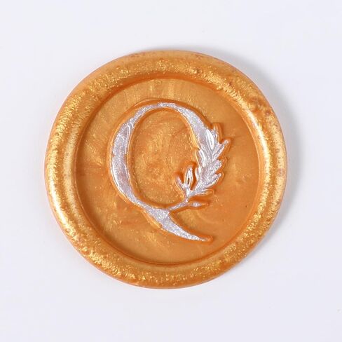 25Pcs Wax Seal Stickers Handmade Vintage Botanical Leaves Adhesive Letter Wax Stickers for Wedding Party Invitations, Envelope, Gift Wrap, Christmas(Initial Q, Gold) in Saudi Arabia