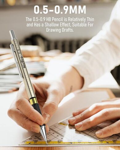 Nicpro 29PCS Art Mechanical Pencil Set in Leather Case, Metal Drafting Pencil 0.5, 0.7, 0.9 mm & 2mm Lead Holders for Sketching Drawing With 15 Tube (4B 2B HB 2H 4H Colored) Lead Refills in Kuwait