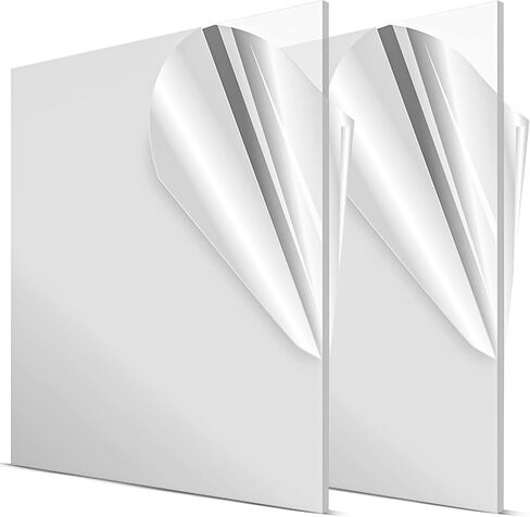 DisplayBug Acrylic Sheets 2 Plexiglass Sheets 1/8 Inch Thick Clear Acrylic Sheet for Laser Cutting Cut to Size Plexi Glass Panel Acrylic Board Craft & DIY Made in USA (2, 8"x12" - 3mm (1"x8") Thick) in Saudi Arabia