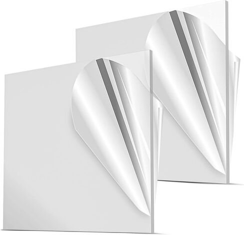 DisplayBug Acrylic Sheets 2 Plexiglass Sheets 1/8 Inch Thick Clear Acrylic Sheet for Laser Cutting Cut to Size Plexi Glass Panel Acrylic Board Craft & DIY Made in USA (2, 8"x12" - 3mm (1"x8") Thick) in Saudi Arabia