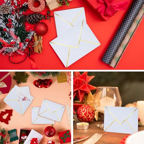 5X7 Envelopes for Invitations with Gold Border are 180 GSM Thick, Self Adhesive V-Flap A7 Envelopes works great for Weddings, Invitations, Gift Cards, Baby Shower and more! (Red, 50 Pack) in Saudi Arabia