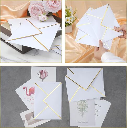5X7 Envelopes for Invitations with Gold Border are 180 GSM Thick, Self Adhesive V-Flap A7 Envelopes works great for Weddings, Invitations, Gift Cards, Baby Shower and more! (Red, 50 Pack) in Saudi Arabia