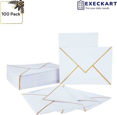 5X7 Envelopes for Invitations with Gold Border are 180 GSM Thick, Self Adhesive V-Flap A7 Envelopes works great for Weddings, Invitations, Gift Cards, Baby Shower and more! (Red, 50 Pack) in Saudi Arabia