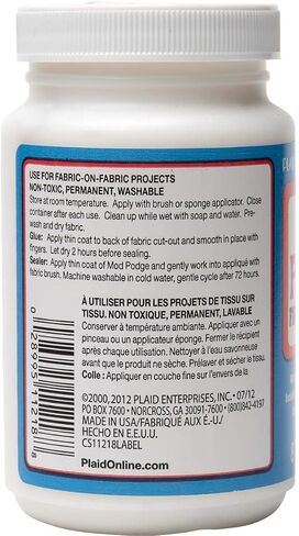 Mod Podge Eight Fabric, 8-Ounce, Transparent, 8 Fl Oz & 10615 3 Piece Short Handle Brush Set in Saudi Arabia