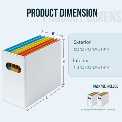 Y YOMA 4 عبوات من صناديق تنظيم الملفات المعلقة، صندوق تخزين من الورق المقوى لحجم الحروف، مجلد ملفات معلق، صناديق ملفات قابلة للطي، منظم مجلد سطح المكتب المحمول لوثائق المدرسة والمكتب المنزلي، أبيض in Kuwait