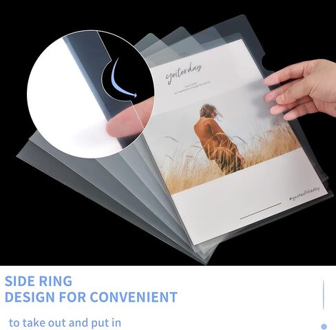 30 Pack Clear Document Folder Copy Safe Project Pocket L-Type Clear Plastic Folder A4/ Letter Size in Transparent Color… (30) in Kuwait