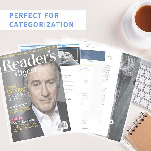 30 Pack Clear Document Folder Copy Safe Project Pocket L-Type Clear Plastic Folder A4/ Letter Size in Transparent Color… (30) in Kuwait