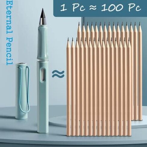WOODZI 6 Sets Inkless Everlasting, Infinity Magic Pencil with Eraser, Tree-Friendly Cute Forever Pencil for Kids Writing, Sketch, Drawing, (6 Pencils + 6 Erasers + 6 Replacement Pen Tips) in Saudi Arabia