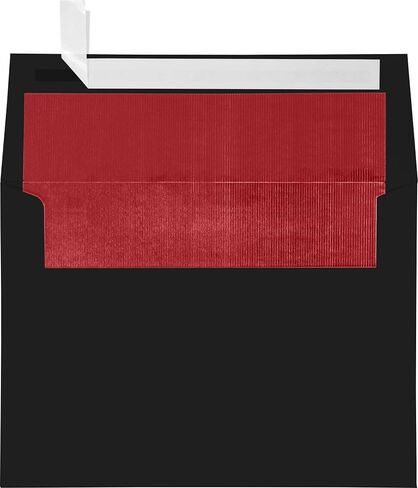 مظاريف دعوة مبطنة بورق الألمنيوم مقاس A7 من LUXPaper | قشر واضغط | 5 1/4 بوصة × 7 1/4 بوصة | أبيض مع بطانة لوكس حمراء | 60 رطل. نص | 50 الكمية in Kuwait