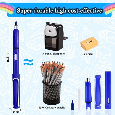 AIERSA 12Pcs Colored Forever Pencil with Erase,That Never Needs Sharpened Long Lasting Writing Infinity Pencil,No Sharpen Endless Pencils with 12Pcs Lead, for School Office Supplies in Saudi Arabia