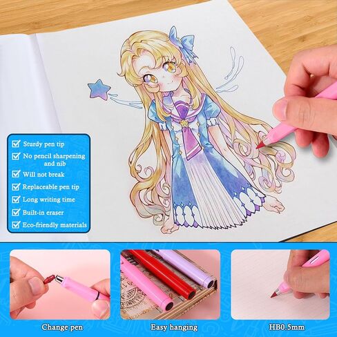 AIERSA 12Pcs Colored Forever Pencil with Erase,That Never Needs Sharpened Long Lasting Writing Infinity Pencil,No Sharpen Endless Pencils with 12Pcs Lead, for School Office Supplies in Saudi Arabia