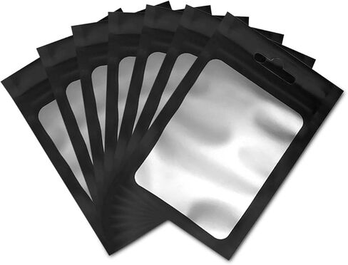 SUZ 100 Pack Resealable Mylar Bags Clear Matte & Black Matte Smell Proof Bags For Food Storage Business Packaging Candy, Jewelry Organizer Pack (Clear & Black, 4 x 6 inch) in Saudi Arabia