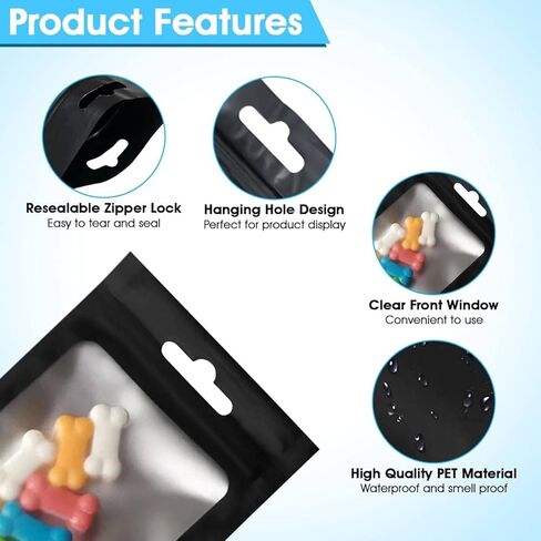 SUZ 100 Pack Resealable Mylar Bags Clear Matte & Black Matte Smell Proof Bags For Food Storage Business Packaging Candy, Jewelry Organizer Pack (Clear & Black, 4 x 6 inch) in Saudi Arabia