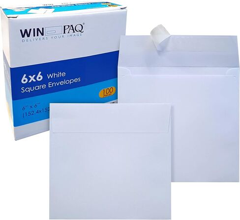 WINPAQ 6 x 6 Square Envelope, 70lb White, Peel and Seal (100 counts/Pack) – Perfect for Invitation, Photo & Birthday Card in Kuwait