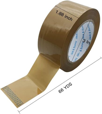 شريط تعبئة صامت بني - لفات إعادة تعبئة شريط بني منخفض الضوضاء مقاس 1.88 بوصة - شريط شحن عالي التحمل بطول 66 ياردة للتغليف، وختم الكرتون، والنقل والتخزين، والأعمال التجارية الصغيرة عبر الإنترنت (6 لفات) in Kuwait