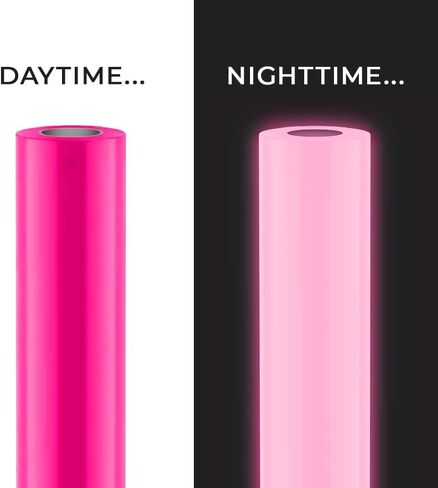 VViViD DECO65 Neon Fluorescent Glow in The Dark Hot Pink 12" x 4ft with 12"x 12" Transfer Paper Sheet in Saudi Arabia
