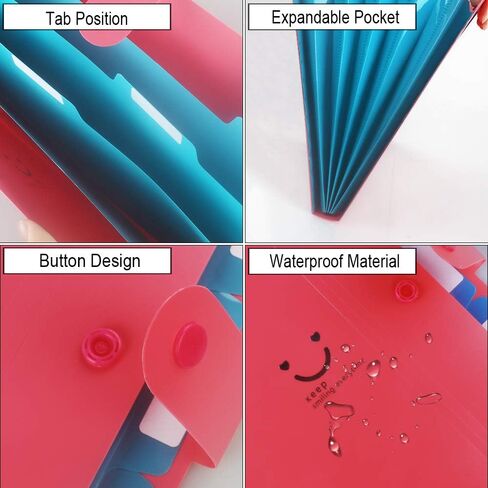 Heqishun 6 Pack Expanding File Folder 5 Pocket with 168pcs File Folder Labels, Plastic Organizer A4 Letter Size Expandable File Folder for School in Kuwait