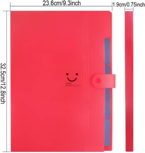 Heqishun 6 Pack Expanding File Folder 5 Pocket with 168pcs File Folder Labels, Plastic Organizer A4 Letter Size Expandable File Folder for School in Kuwait
