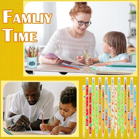 48 Pcs Welcome Back to School Pencils First Day of School Pencils with Eraser Fun Holiday Pencils Motivational Cute Pencils for Children Students School Elements Stationery Party Reward Supplies in Saudi Arabia