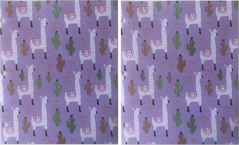 Bundle of 2: Llama and Cactus Design Poly Pocket Folders: 3-Hole Punched 2-Pocket Design in Saudi Arabia