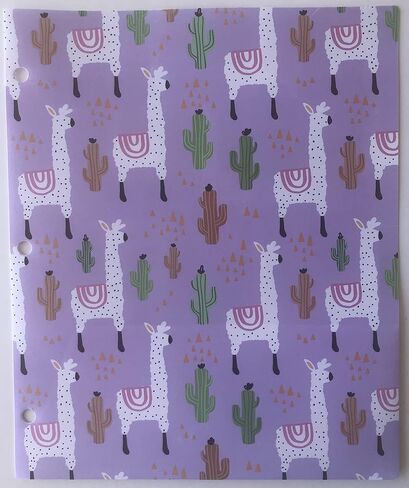 Bundle of 2: Llama and Cactus Design Poly Pocket Folders: 3-Hole Punched 2-Pocket Design in Saudi Arabia