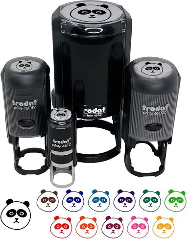 Sad Panda Face Self-Inking Rubber Stamp Ink Stamper for Stamping Crafting Planners - 1 Inch Medium - Black Ink in Saudi Arabia