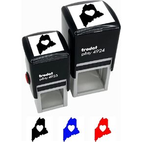Maine State with Heart Self-Inking Rubber Stamp Ink Stamper - 1 Inch Small - Black Ink in Kuwait