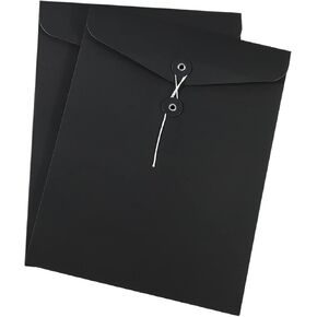 YOKIVE 2 Pack String Envelope File Folders, Paper Pocket Folder | Letter Size Files Jackets for Office(Black, A4) in Kuwait