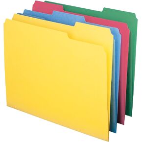 Smead Watershed/CutLess File Folder, 1/3-Cut Tab, Letter Size, Assorted Colors, 100 per Box (11951)