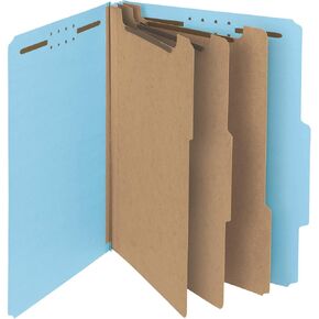 Smead 100% Recycled Pressboard Classification File Folder, 3 Dividers, 3" Expansion, Letter Size, Gray/Green, 10 per Box (14093)