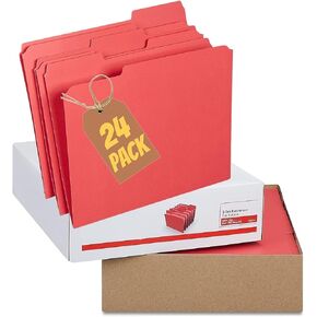 1InTheOffice Red File Folders, Colored File Folders Letter Size 1/3 Cut, Assorted Tab, 24 Pack in Saudi Arabia