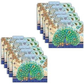 Punch Studio Decorative Royal Peacock Letter Size File Folders, Blue/Multicolor, 10 Count, by Luvial Designs in Saudi Arabia