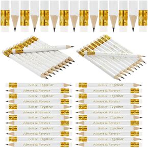 60 Pieces Wedding Pencils Half Pencils Bridal Pencils with Eraser White Gold Golf Pencil 4 Inch Mini Pencils 'Better Together' 'Always and Forever' Pencils for Bridal Shower Wedding Party, School in Saudi Arabia