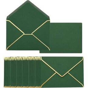 PATIKIL 100 حزمة مغلفات A7 5 × 7 مظاريف بطاقات على شكل حرف V مع حدود ذهبية للمكتب، وبطاقات هدايا الزفاف، والدعوات، والتخرج (رجعي) in Kuwait