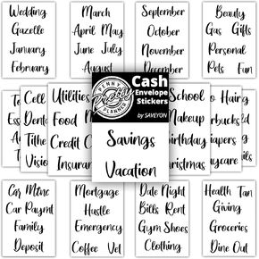 70 ملصق نظام مظاريف نقدية - تستخدم على مظاريف النقدية لوضع الميزانية ، مظاريف النقدية A6 ، محفظة ظرف نقدي مظاريف ميزانية ، ملصقات مخطط الميزانية ، مغلفات المال للنقود | جريء in Kuwait