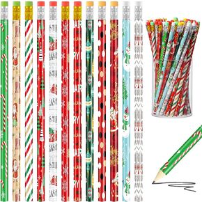 144 Pieces Christmas Pencils Xmas Wood Pencils with Eraser Includes Santa, Xmas Tree, Snowman, Candy Cane Pencils Merry Christmas Stationery for Xmas Party Favors Office School Rewards Stuffers in Saudi Arabia