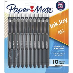 Paper Mate InkJoy Black Gel Pens, Medium Point (0.7 mm), Comfort Grip, 10 Count, Fast Dry Ink, Ideal for Smooth Writing