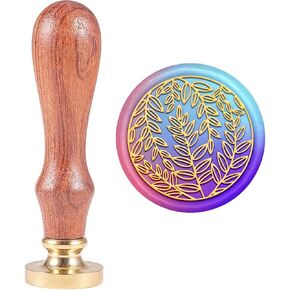 Leaf Wax Seal Stamp Botanical Plant Sealing Wax Stamps 30mm Removable Brass Head Stamp for Wedding Invitation, Gift Wrapping, Envelopes, Wine Package Decoration