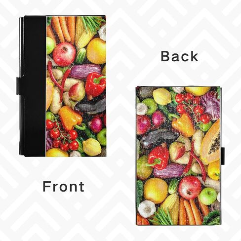 Colorful Assortment of Fresh Fruits and Vegetables Texture Business Card Holder Leather, Slim Credit Card Case Stainless Steel Wallet for Women and Men Unisex Business Card Holder in Kuwait