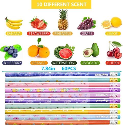 اقلام رصاص معطرة للاطفال من جيه كيو اس اس اتش اكس بي، اقلام رصاص معطرة للاطفال مع محايات، اقلام رصاص اتش بي بتصميم فاكهة وجرافيت لمستلزمات القرطاسية المدرسية والحفلات والمكافآت in Kuwait