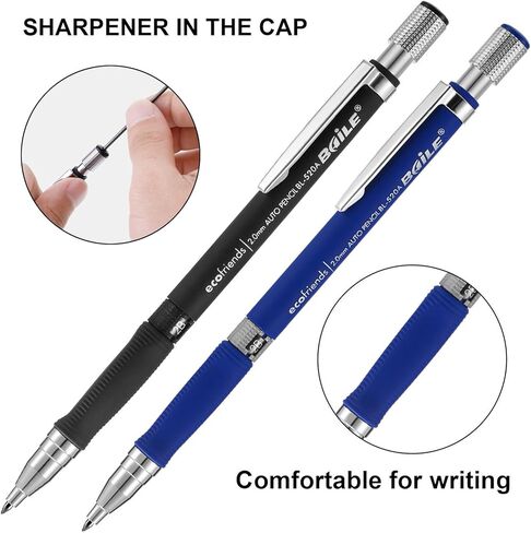 6 أقلام رصاص ميكانيكية 2.0 مم من إكسلفو مع 6 علب لإعادة التعبئة من الرصاص، اللون والأسود للرسم، والنجار، والكتابة، والحرفية، والرسم الفني in Kuwait