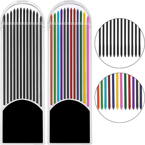 6 أقلام رصاص ميكانيكية 2.0 مم من إكسلفو مع 6 علب لإعادة التعبئة من الرصاص، اللون والأسود للرسم، والنجار، والكتابة، والحرفية، والرسم الفني in Kuwait