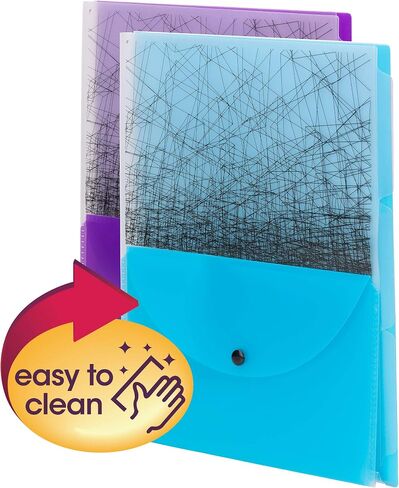 Smead Poly Three-Divider Travel Organizer File, 1/3-Cut Tab, Letter Size, Assorted Colors, 2 per Pack (85735) in Saudi Arabia