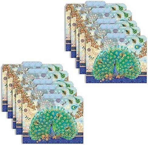 Punch Studio Decorative Royal Peacock Letter Size File Folders, Blue/Multicolor, 10 Count, by Luvial Designs in Saudi Arabia