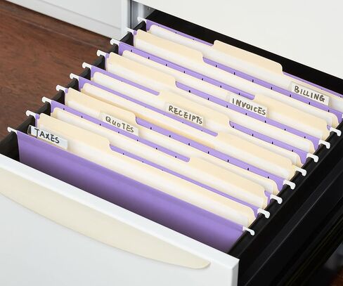 1InTheOffice Purple Hanging File Folders Letter Size, Colored Hanging File Folders, File Cabinent Dividers, 5-Tab Adjustable, 25 Pack in Saudi Arabia